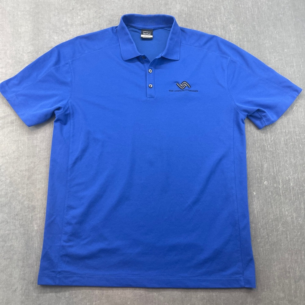 Nike Mens XX-Large Blue Golf Polo Shirt Dri-FIT The Lawson Companies Logo XXL